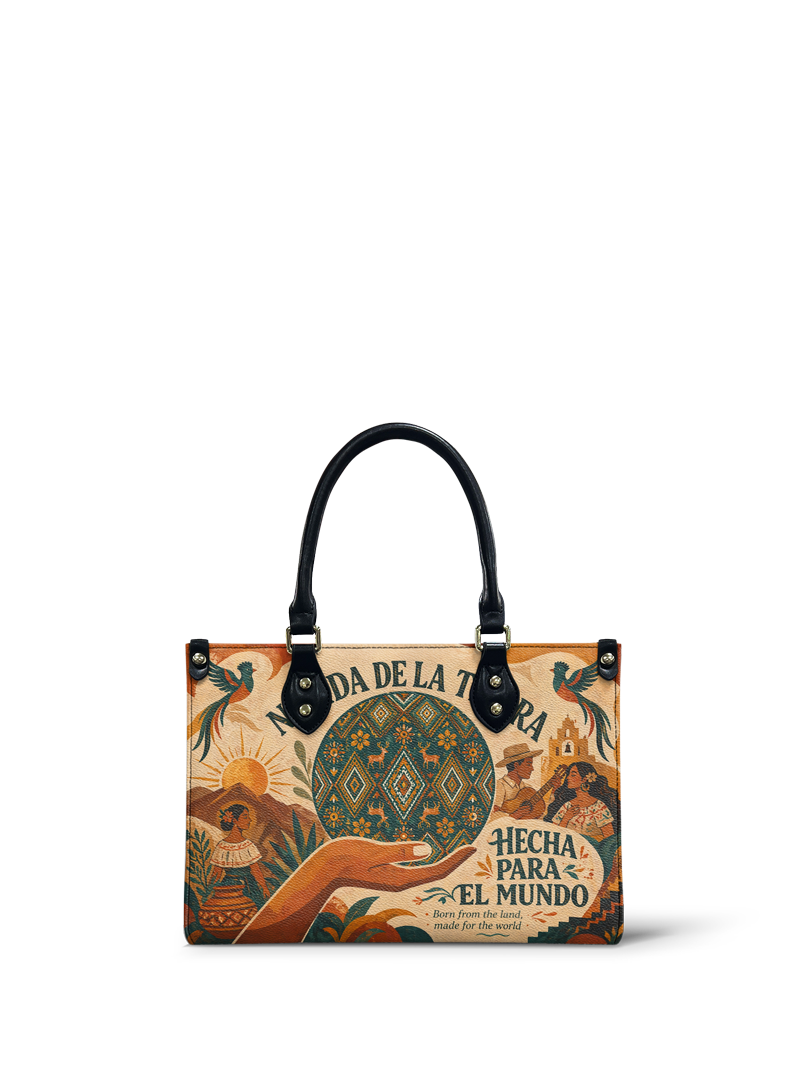 "Nacida de la tierra, hecha para el mundo" ver.1 Small Leather Handbag