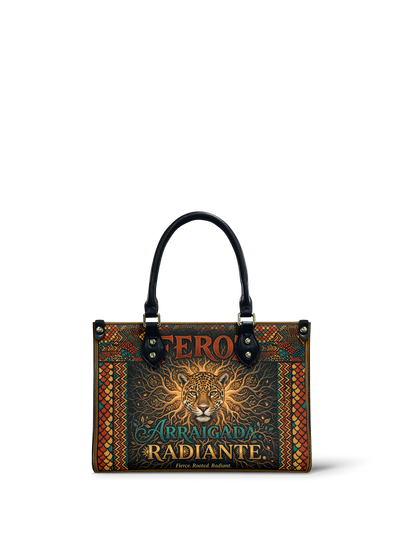 "Feroz. Arraigada. Radiante" ver.6 Small Leather Handbag