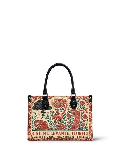 "Caí, me levanté, florecí" ver.2 Small Leather Handbag