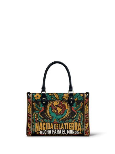 "Nacida de la tierra, hecha para el mundo" ver.4 Small Leather Handbag