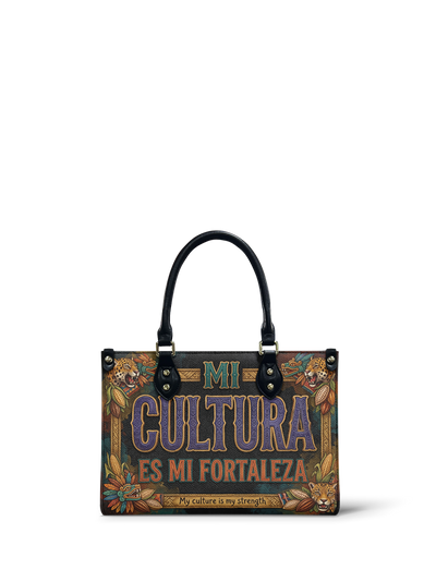 "Mi cultura es mi fortaleza" ver.3 Small Leather Handbag
