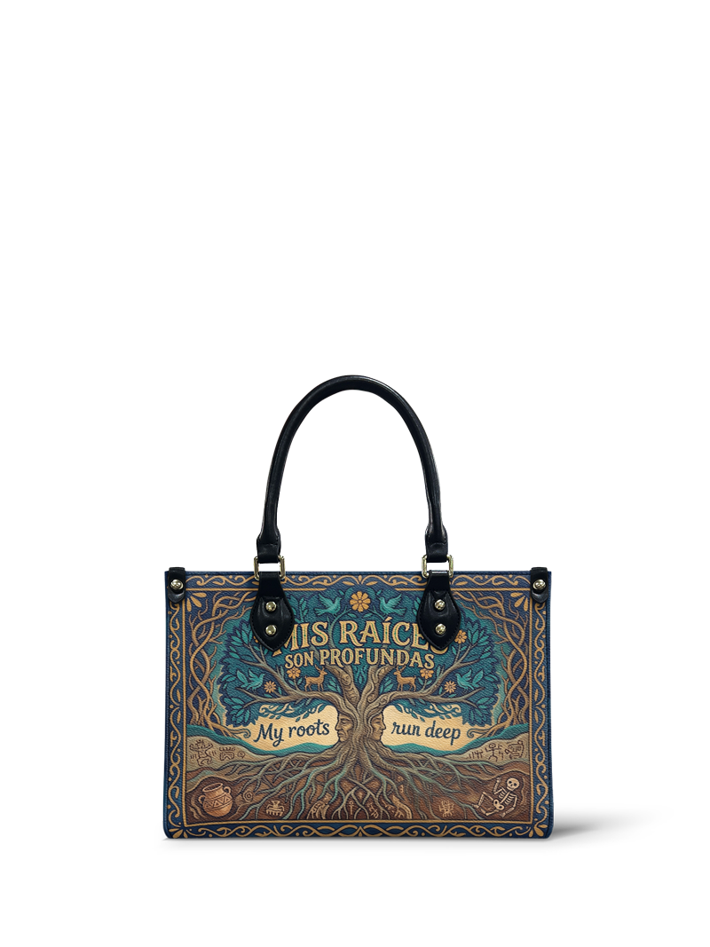"Mis Raíces son Profundas" ver.1 Small Leather Handbag