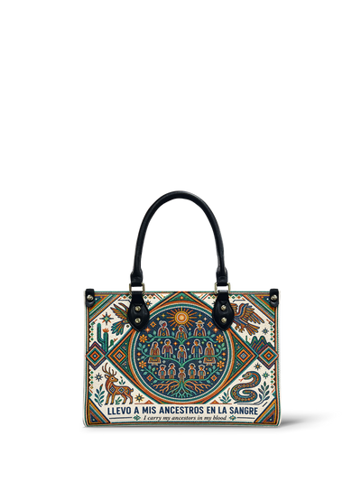 "Llevo a mis ancestros en la sangre" ver.4 Small Leather Handbag