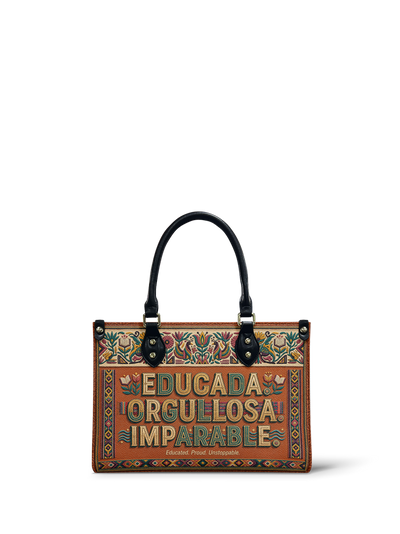 "Educada. Orgullosa. Imparable" ver.3 Small Leather Handbag