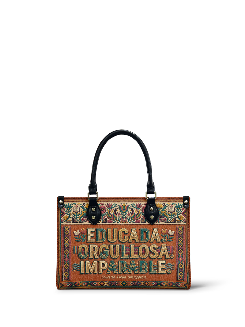 "Educada. Orgullosa. Imparable" ver.3 Small Leather Handbag