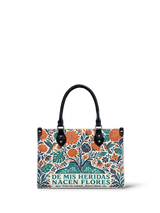"De mis heridas nacen flores" ver.1 Small Leather Handbag