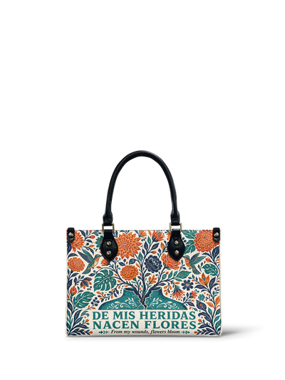 "De mis heridas nacen flores" ver.1 Small Leather Handbag