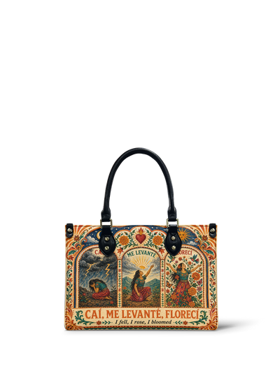 "Caí, me levanté, florecí" ver.1 Small Leather Handbag