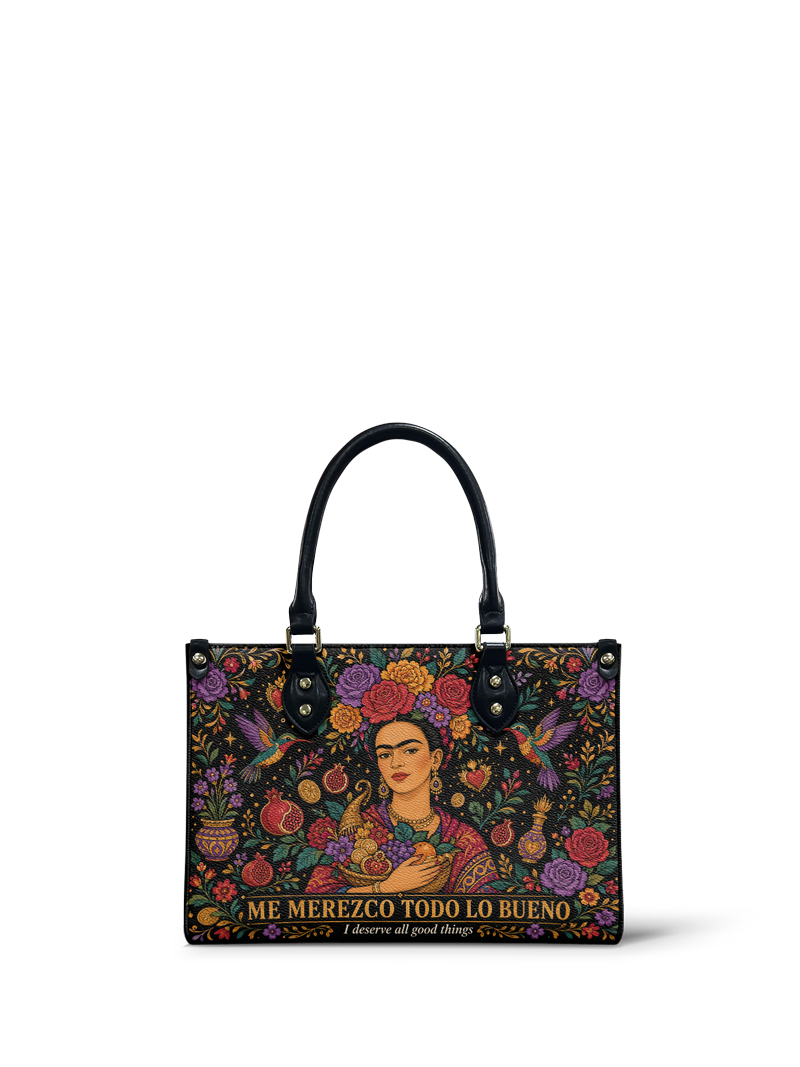 "Me merezco todo lo bueno" ver.1 Small Leather Handbag