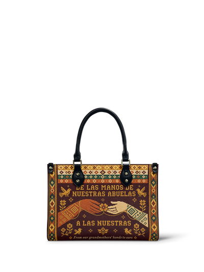 "De las manos de nuestras abuelas a las nuestras" ver.3 Small Leather Handbag