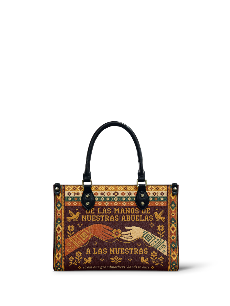 "De las manos de nuestras abuelas a las nuestras" ver.3 Small Leather Handbag