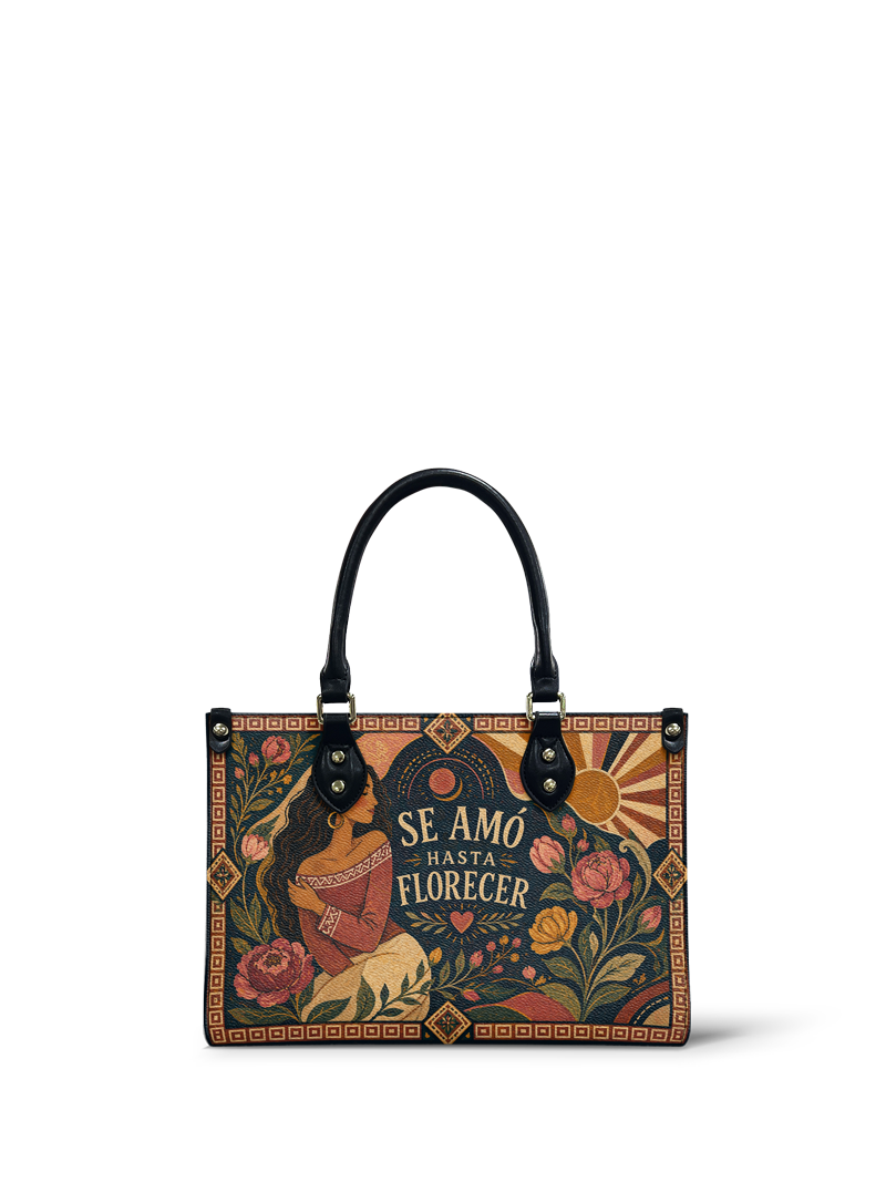 "Se amó hasta florecer" ver.1 Small Leather Handbag