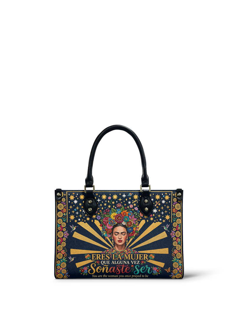 "Eres la mujer que alguna vez soñaste ser" ver.3 Small Leather Handbag