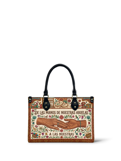 "De las manos de nuestras abuelas a las nuestras" ver.4 Small Leather Handbag