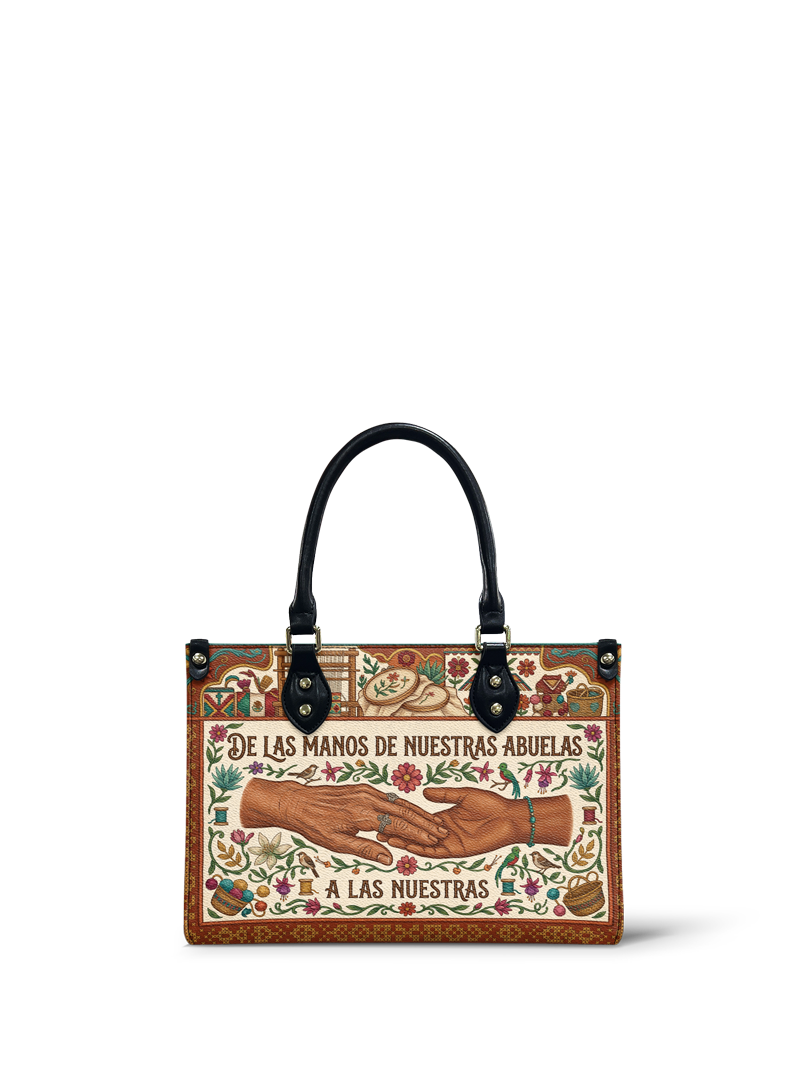 "De las manos de nuestras abuelas a las nuestras" ver.4 Small Leather Handbag