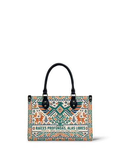 "Raíces profundas, alas libres" ver.4 Small Leather Handbag