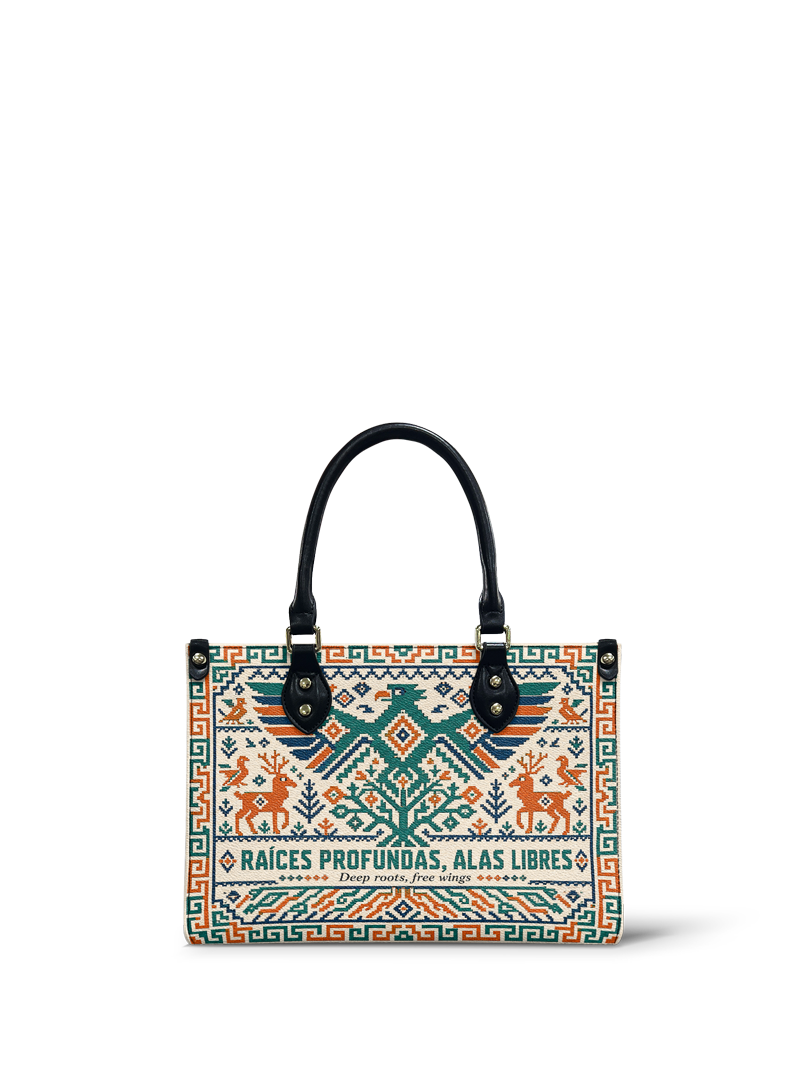 "Raíces profundas, alas libres" ver.4 Small Leather Handbag