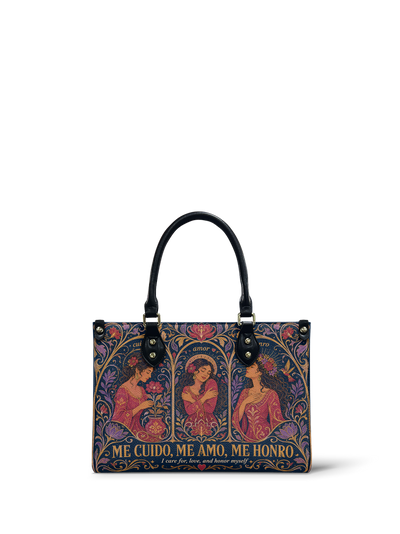 "Me cuido, me amo, me honro" ver.3 Small Leather Handbag