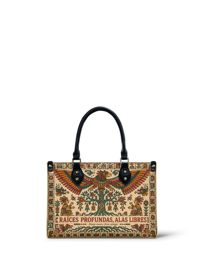 "Raíces profundas, alas libres" ver.5 Small Leather Handbag