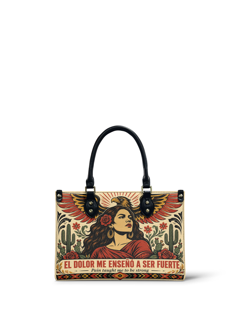 "El dolor me enseñó a ser fuerte" ver.3 Small Leather Handbag