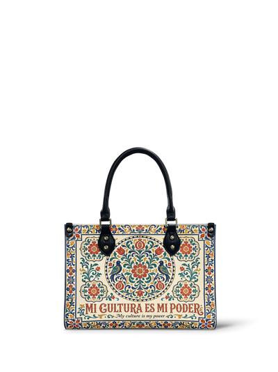 "Mi cultura es mi poder" ver.3 Small Leather Handbag