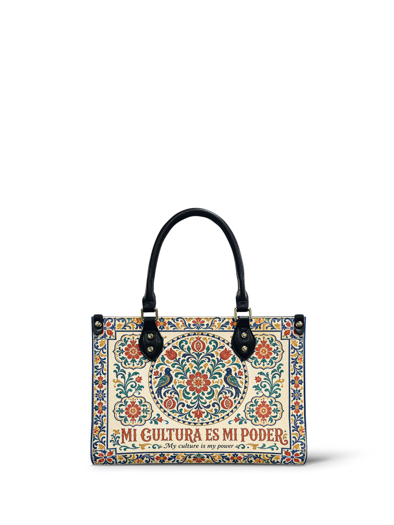 "Mi cultura es mi poder" ver.3 Small Leather Handbag