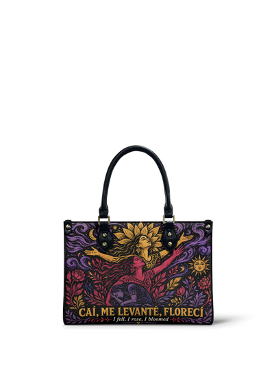 "Caí, me levanté, florecí" ver.4 Small Leather Handbag