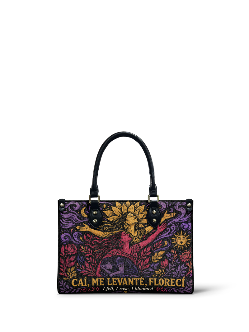 "Caí, me levanté, florecí" ver.4 Small Leather Handbag