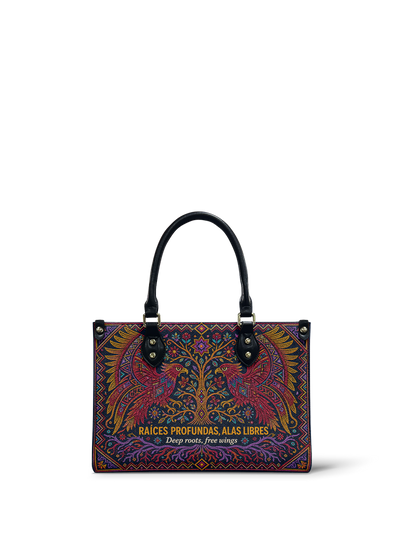 "Raíces profundas, alas libres" ver.1 Small Leather Handbag