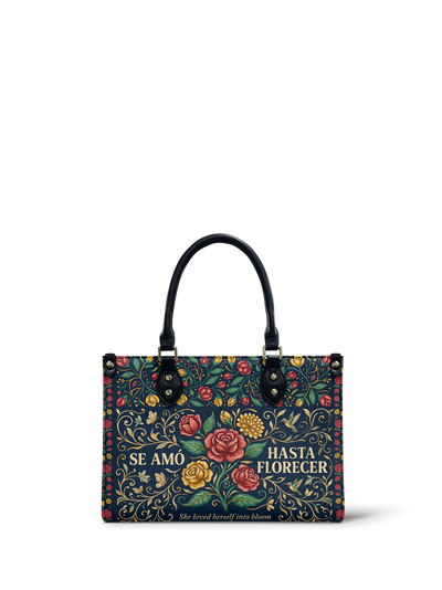 "Se amó hasta florecer" ver.6 Small Leather Handbag