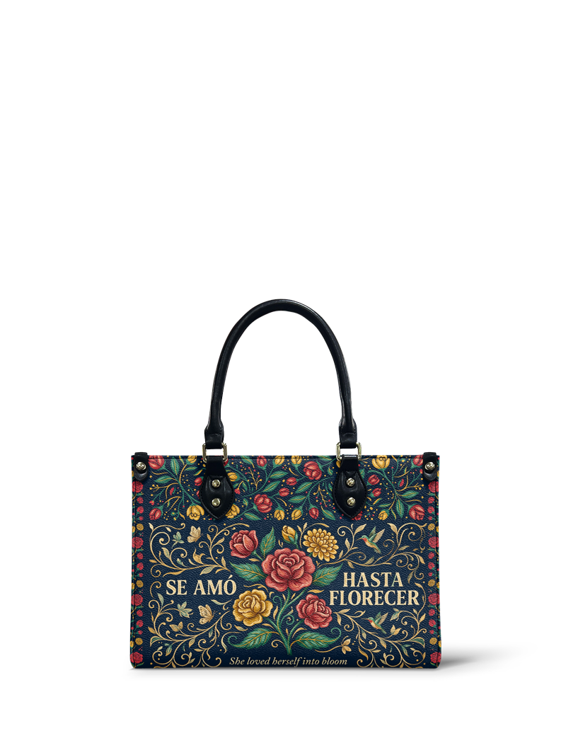 "Se amó hasta florecer" ver.6 Small Leather Handbag