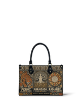 "Feroz. Arraigada. Radiante" ver.4 Small Leather Handbag