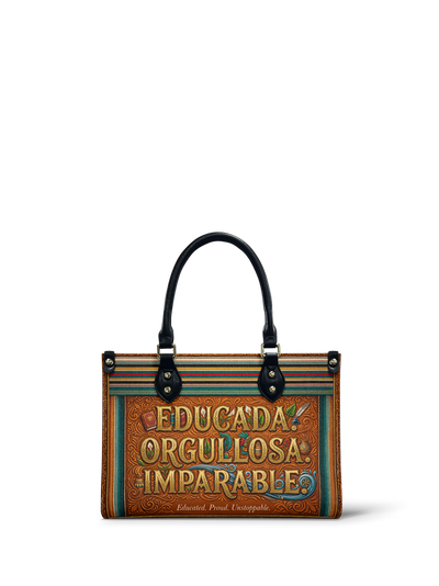 "Educada. Orgullosa. Imparable" ver.2 Small Leather Handbag