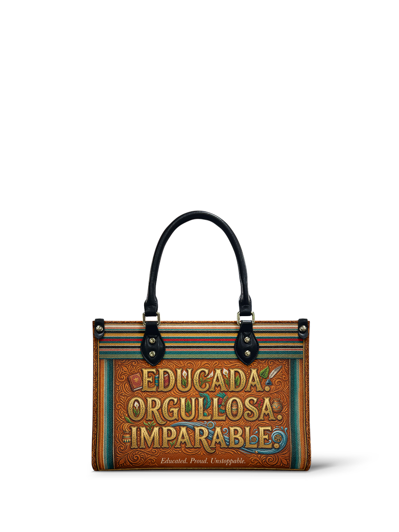 "Educada. Orgullosa. Imparable" ver.2 Small Leather Handbag