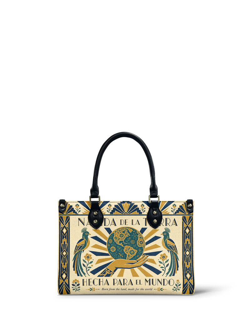 "Nacida de la tierra, hecha para el mundo" ver.2 Small Leather Handbag