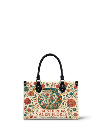 "De mis heridas nacen flores" ver.2 Small Leather Handbag