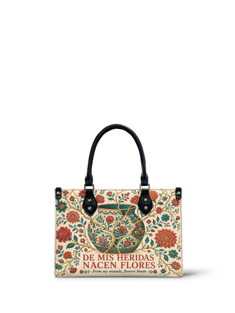 "De mis heridas nacen flores" ver.2 Small Leather Handbag