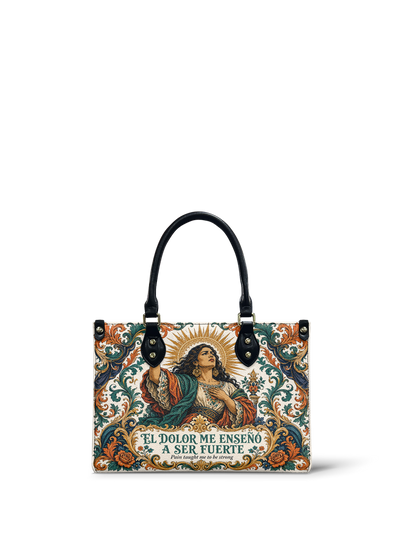 "El dolor me enseñó a ser fuerte" ver.5 Small Leather Handbag