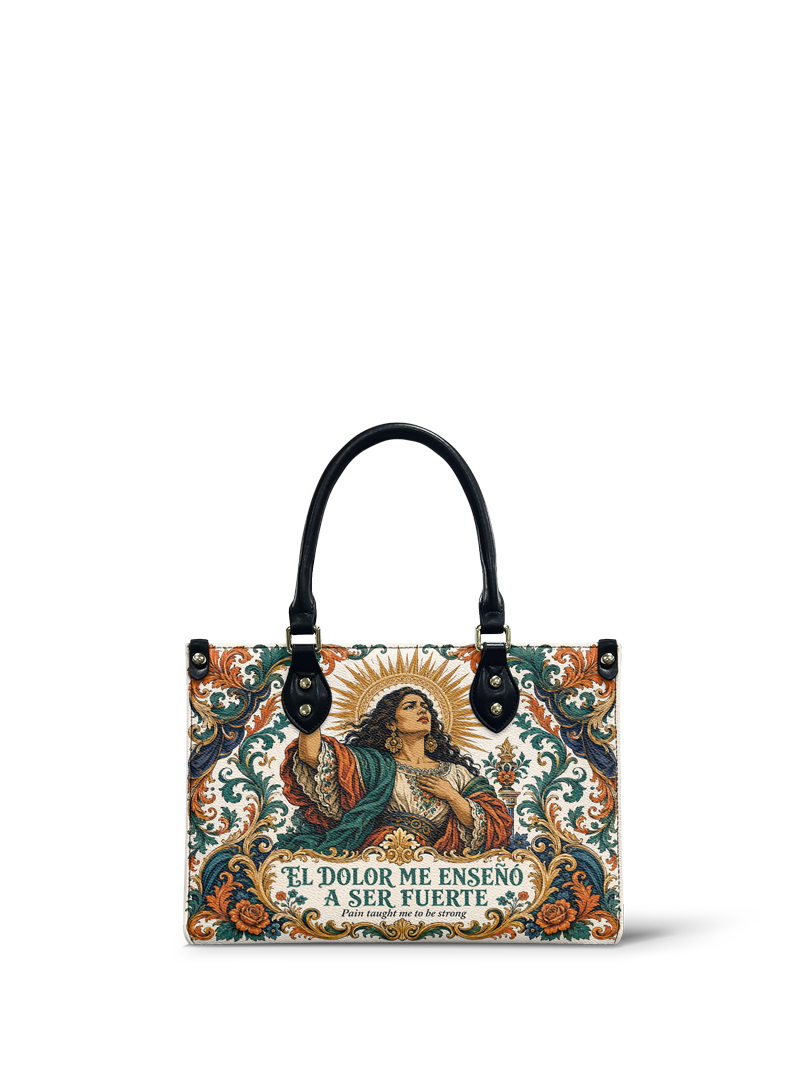 "El dolor me enseñó a ser fuerte" ver.5 Small Leather Handbag