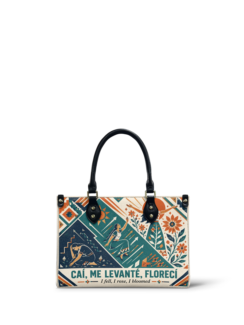 "Caí, me levanté, florecí" ver.3 Small Leather Handbag
