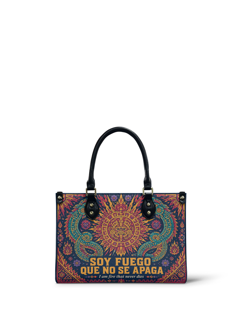 "Soy fuego que no se apaga" ver.3 Small Leather Handbag