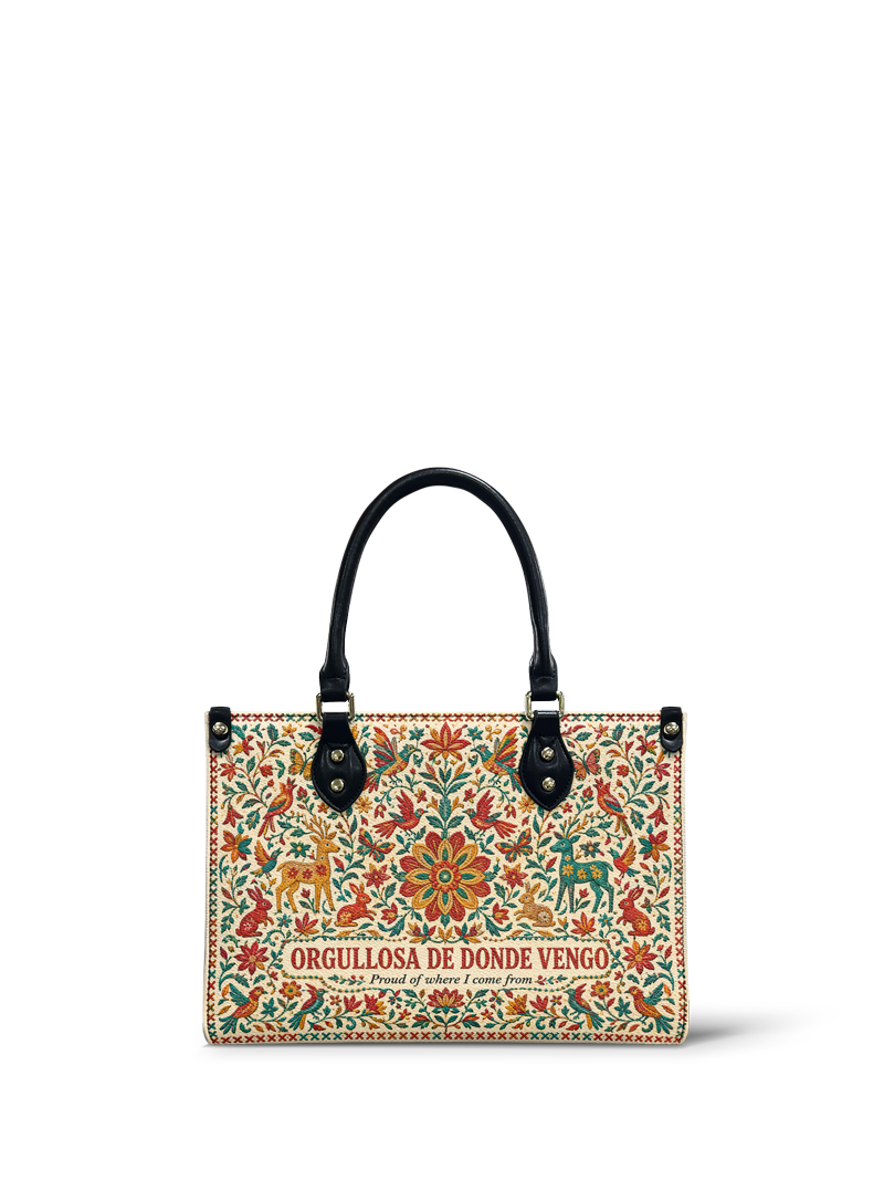 "Orgullosa de donde vengo" ver.2 Small Leather Handbag