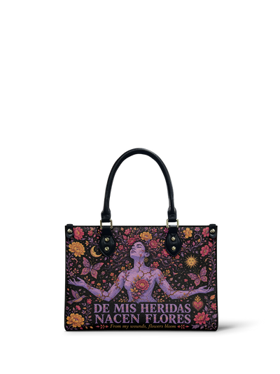 "De mis heridas nacen flores" ver.5 Small Leather Handbag