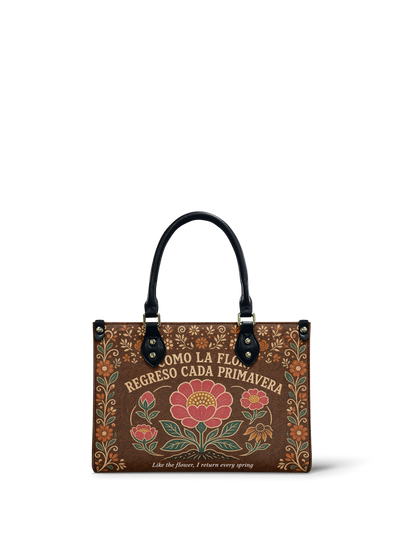 "Como la flor, regreso cada primavera" ver.4 Small Leather Handbag