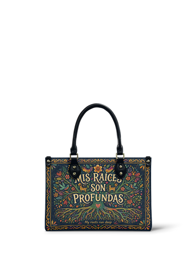 "Mis Raíces son Profundas" ver.4 Small Leather Handbag