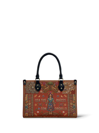 "Usa tus raíces con orgullo" ver.2 Small Leather Handbag