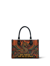 "Soy fuego que no se apaga" ver.1 Small Leather Handbag