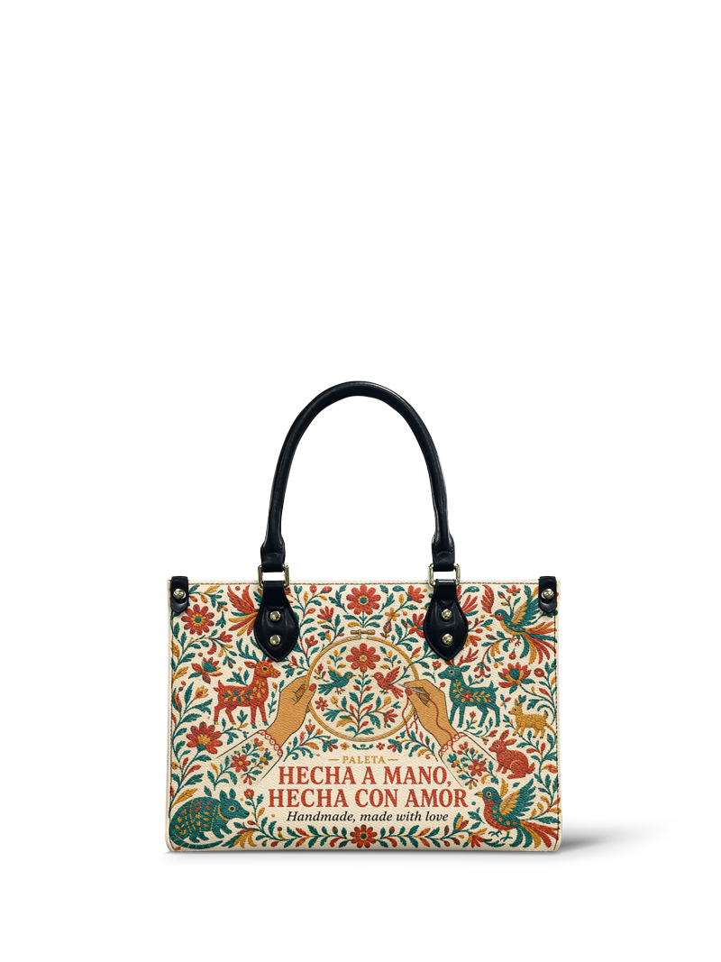 "Hecha a mano, hecha con amor" ver.1 Small Leather Handbag