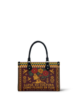 "Lleva su cultura como flores en flor" ver.4 Small Leather Handbag