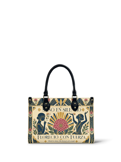 "Sanó en silencio, floreció con fuerza" ver.3 Small Leather Handbag